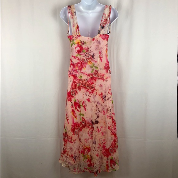 Lapis sheer silk sweetheart neckline midi dress S - Picture 5 of 6